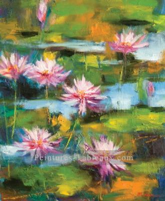 la danse des fleurs modernes de lotus Peintures à l'huile